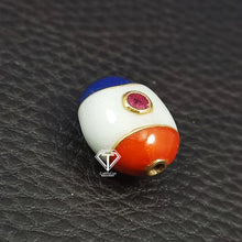 Load image into Gallery viewer, Oval Enamel Bead With Ruby
