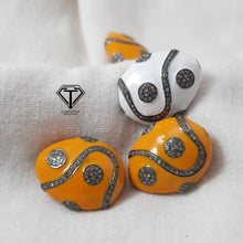 Load image into Gallery viewer, Pave Diamond Oval Enamel Bead, Pave Diamond Beads, Pave Findings
