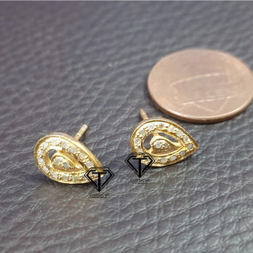 Pave Diamond Pear Shape Earrings - CraftToCart