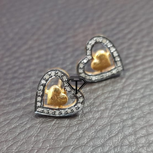 Pave Diamond Heart Shape Earrings - CraftToCart