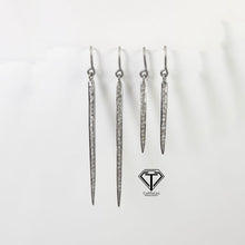 Load image into Gallery viewer, Pave Spike Hoops, Mini Sterling Hoops, Pave Diamond Earrings, Pave Diamond Jewelry
