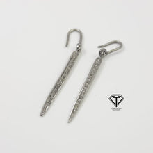 Load image into Gallery viewer, Pave Spike Hoops, Mini Sterling Hoops, Pave Diamond Earrings, Pave Diamond Jewelry
