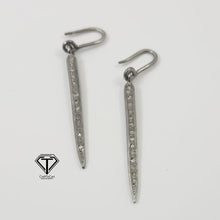 Load image into Gallery viewer, Pave Spike Hoops, Mini Sterling Hoops, Pave Diamond Earrings, Pave Diamond Jewelry
