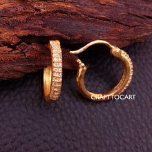 Load image into Gallery viewer, Pave Diamond Round Hoops, Mini Huggie Hoops - CraftToCart
