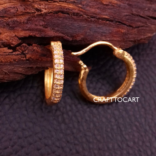 Pave Diamond Round Hoops, Mini Huggie Hoops - CraftToCart