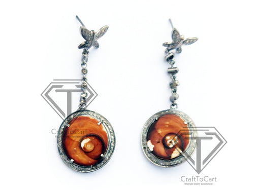 Pave Diamond Sea Shell Earrings - CraftToCart