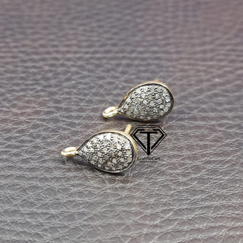 Pave Diamond Tear Drop Stud Earrings - CraftToCart