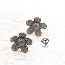 Load image into Gallery viewer, Flower Stud Earrings, Pave Diamond Flower Earrings, Pave Diamond Jewelry
