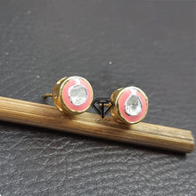 Load image into Gallery viewer, Polki Round Enamel Stud Earrings - CraftToCart
