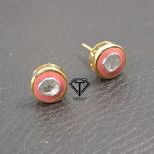 Load image into Gallery viewer, Polki Round Enamel Stud Earrings - CraftToCart
