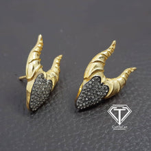 Load image into Gallery viewer, Pave Diamond Horn Stud Earrings, Pave Diamond Earrings, Pave Diamond Jewelry
