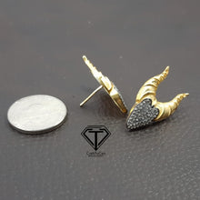 Load image into Gallery viewer, Pave Diamond Horn Stud Earrings, Pave Diamond Earrings, Pave Diamond Jewelry
