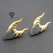 Load image into Gallery viewer, Pave Diamond Horn Stud Earrings, Pave Diamond Earrings, Pave Diamond Jewelry
