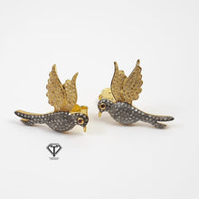 Load image into Gallery viewer, Pave Diamond Bird Stud Earrings, Pave Diamond Bird Earrings, Pave Diamond Jewelry
