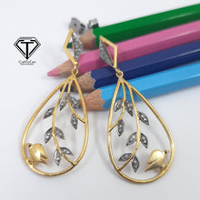 Load image into Gallery viewer, Pave Diamond Drop Earrings, Bird Earrings, Modern Stylish Earring
