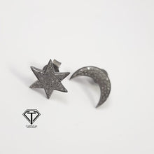 Load image into Gallery viewer, Pave Moon Star Stud Earrings, Pave Diamond Stud, Jewelry Components, Diamond Findings
