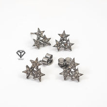 Load image into Gallery viewer, Star Stud Earrings, Pave Diamond Stud, Jewelry Components, Diamond Findings
