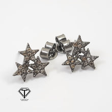 Load image into Gallery viewer, Star Stud Earrings, Pave Diamond Stud, Jewelry Components, Diamond Findings
