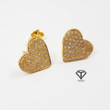 Load image into Gallery viewer, Heart Earrings, Pave Diamond Heart Shape Earrings, Diamond Findings, Pave Diamond Jewelry, 925 Sterling Silver
