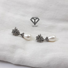 Load image into Gallery viewer, Pave Diamond Pearl Earrings, Pave Diamond Earrings With Pearl
