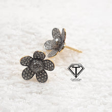 Load image into Gallery viewer, Flower Stud Earrings, Pave Diamond Flower Earrings, Pave Diamond Jewelry
