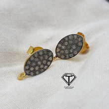 Load image into Gallery viewer, Oval Stud Earrings, Pave Diamond Stud, Jewelry Components, Diamond Findings
