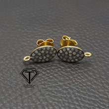 Load image into Gallery viewer, Oval Stud Earrings, Pave Diamond Stud, Jewelry Components, Diamond Findings
