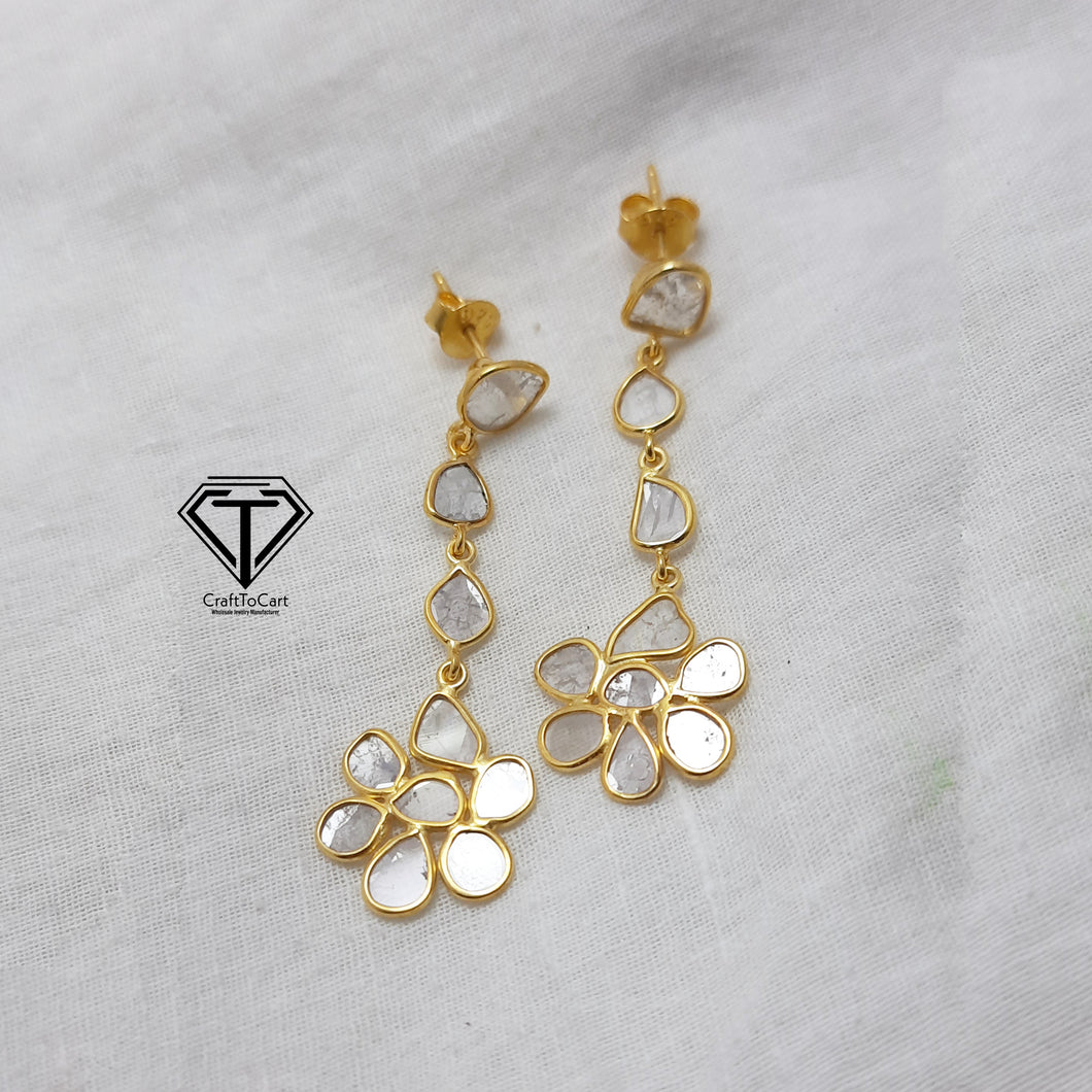 Polki Drop Earring, Drop Earring, Jewelry Components, Silver Findings