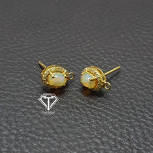 Load image into Gallery viewer, Pave Diamond Opal Earrings, Pave Diamond Earrings With Opal
