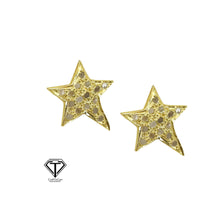 Load image into Gallery viewer, Star Stud Earrings, Pave Diamond Stud, Jewelry Components, Diamond Findings
