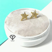 Load image into Gallery viewer, Star Stud Earrings, Pave Diamond Stud, Jewelry Components, Diamond Findings
