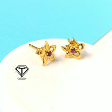 Load image into Gallery viewer, Star Stud Earrings, Pave Purple Garnet Stud, Jewelry Components, Pave Findings
