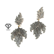 Load image into Gallery viewer, Pave Diamond Leaf Earring, 925 Sterling Silver, Pave Diamond Jewelry, Diamond Findings
