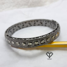 Load image into Gallery viewer, Pave Diamond Bangle, Handmade Designer Diamond Bangles, 925 Sterling Silver, Women Diamond Bangle Jewelry
