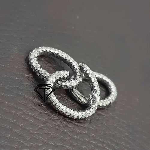 Pave Diamond Oval Lobster, 925 Sterling Silver, Pave Diamond Clasp, Diamond Finding, Diamond Lobster Clasp 925 sterling silver handmade - CraftToCart