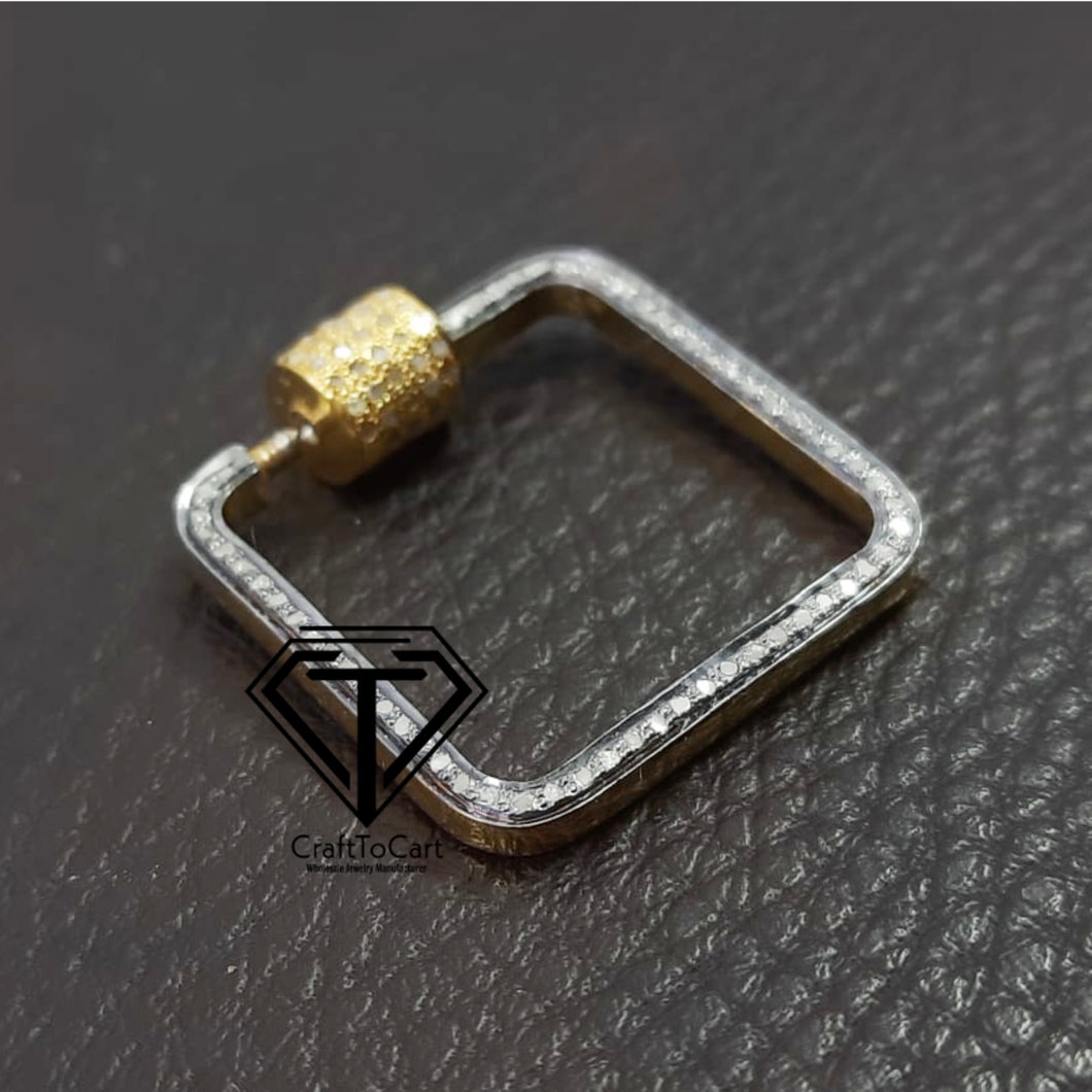 Pave Diamond Square Screw Lock, Jewelry Components - CraftToCart