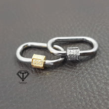 Load image into Gallery viewer, Rectangle Screw Lock, Pave Diamond Carabiner, Jewelry Components, Findings
