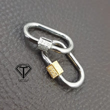 Load image into Gallery viewer, Rectangle Screw Lock, Pave Diamond Carabiner, Jewelry Components, Findings
