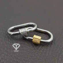 Load image into Gallery viewer, Rectangle Screw Lock, Pave Diamond Carabiner, Jewelry Components, Findings
