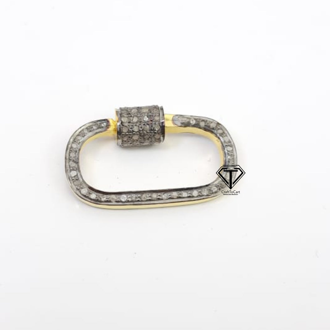 Rectangle Screw Carabiner, Pave Diamond Rectangle Screw Lock