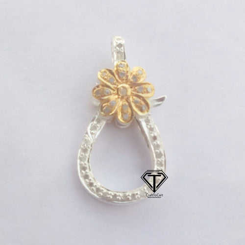 Pave Diamond Silver Flower Clasp Lock - CraftToCart