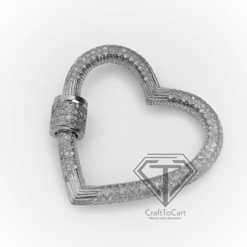 Pave Diamond Heart Carabiner screw Lock - CraftToCart