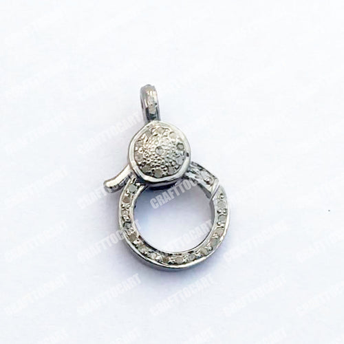 Pave diamond 925 sterling silver handmade lobster clasp - CraftToCart