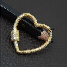 Load image into Gallery viewer, Pave Diamond Heart Carabiner Lock
