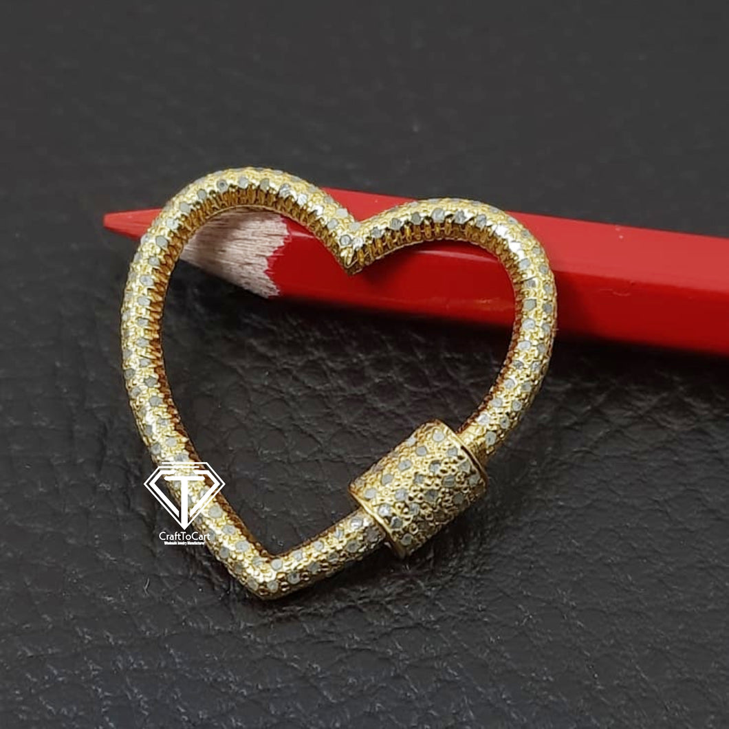 Pave Diamond Heart Carabiner Lock