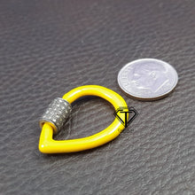 Load image into Gallery viewer, Pave Diamond Pear Drop Enamel Carabiner Lock - CraftToCart
