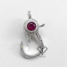 Load image into Gallery viewer, Pave Diamond Lobster Clasp With Red Stone - CraftToCart
