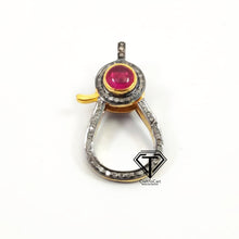 Load image into Gallery viewer, Pave Diamond Lobster Clasp With Red Stone - CraftToCart
