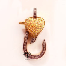 Load image into Gallery viewer, Pave Diamond Heart Clasp, Jewelry Components, Findings - CraftToCart
