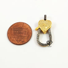 Load image into Gallery viewer, Pave Diamond Heart Clasp, Jewelry Components, Findings - CraftToCart
